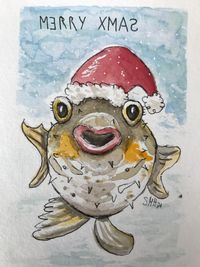 Kugelfisch im Weihnachtslook